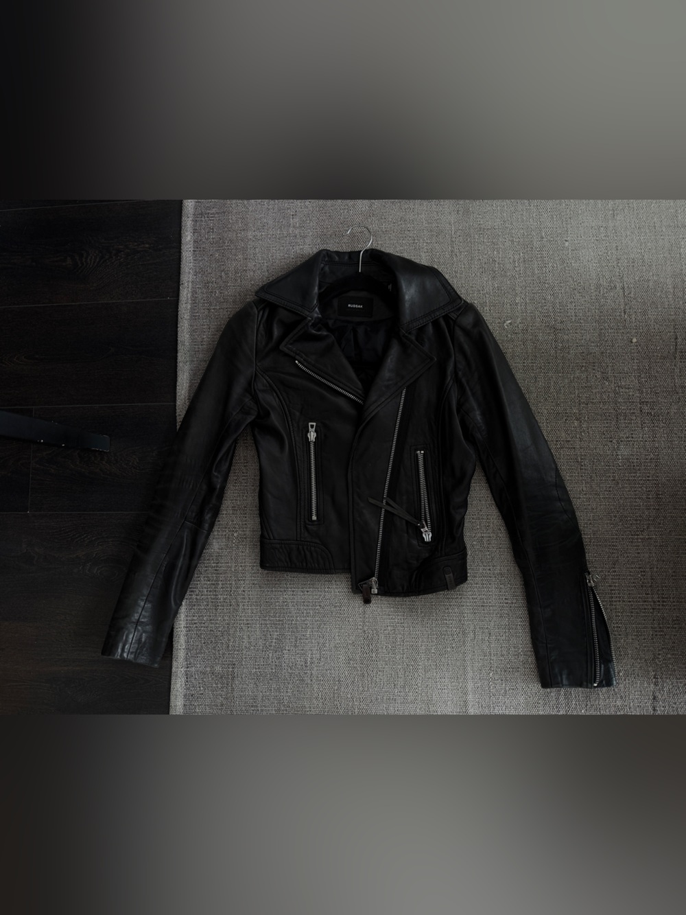 RUDSAK Black Leather Biker Jacket